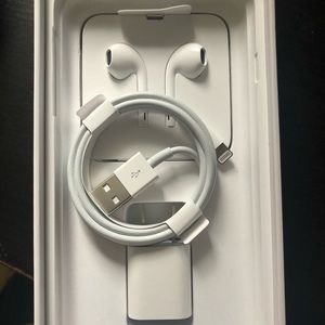 Never used earphones and charger